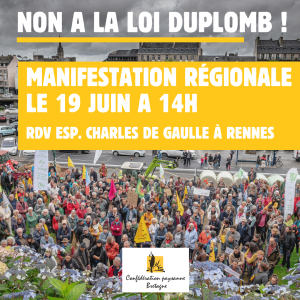 appel à mobilisation à Rennes le 19 juin 2025 contre la loi Duplomb