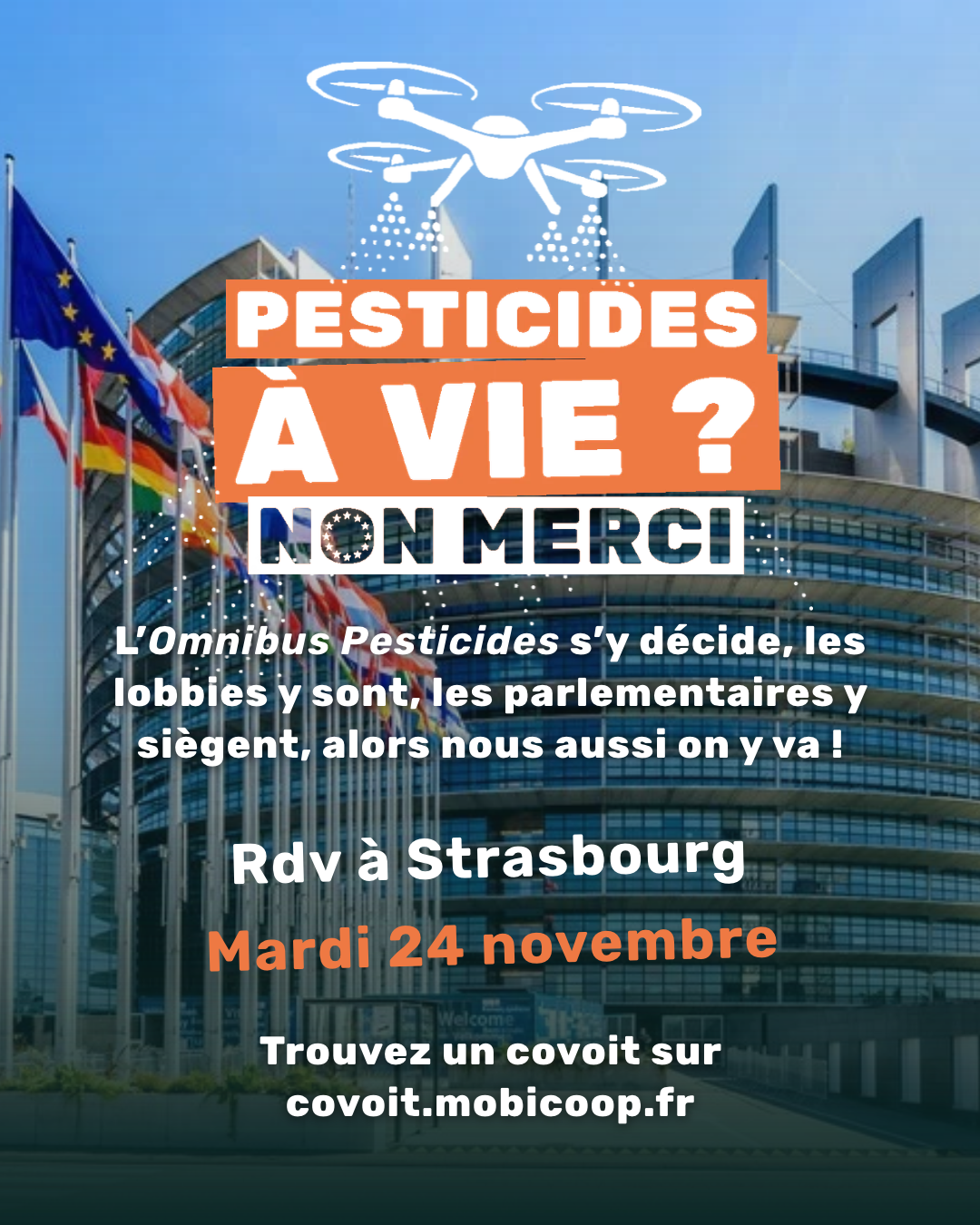 mobilisation contre le texte OMNIBUS devant le PE de Strasbourg, le 24 novembre